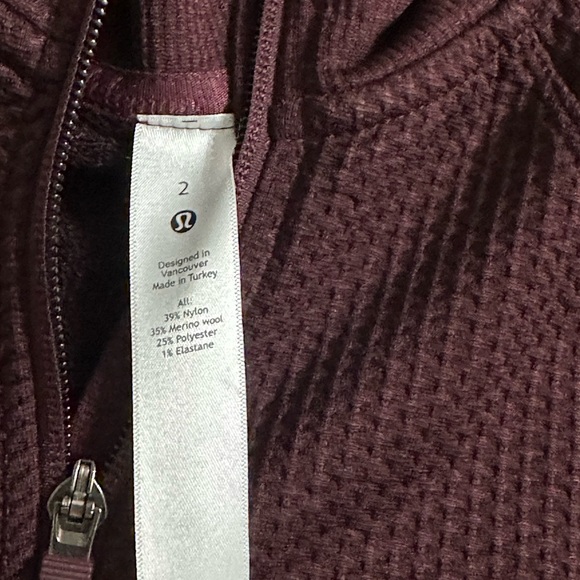 Lululemon Engineered Warmth 1/2 Zip Sz 2 Burgundy Maroon - Picture 6 of 7
